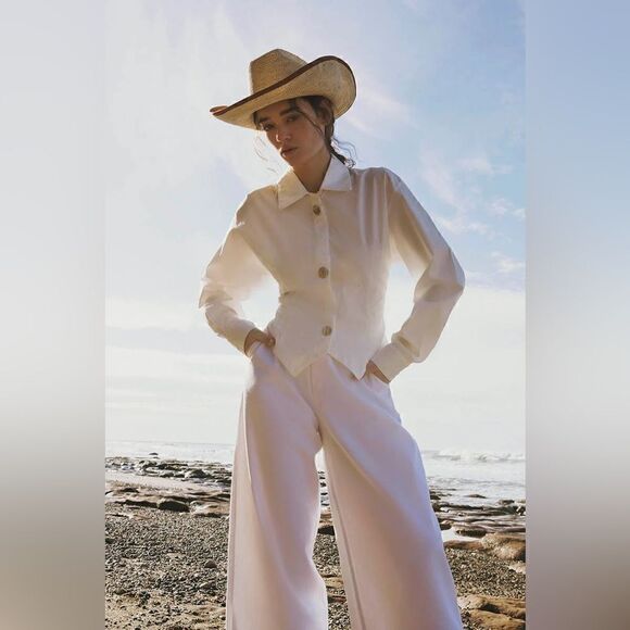 NWT FREE PEOPLE X GREENPACHA CANCUN STRAW COWBOY HAT M main image 5